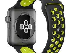 Curea iUni compatibila cu Apple Watch 1/2/3/4/5/6/7, 42mm, Silicon Sport, Negru/Galben