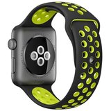 Curea iUni compatibila cu Apple Watch 1/2/3/4/5/6/7, 42mm, Silicon Sport, Negru/Galben