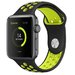 Curea iUni compatibila cu Apple Watch 1/2/3/4/5/6/7, 42mm, Silicon Sport, Negru/Galben